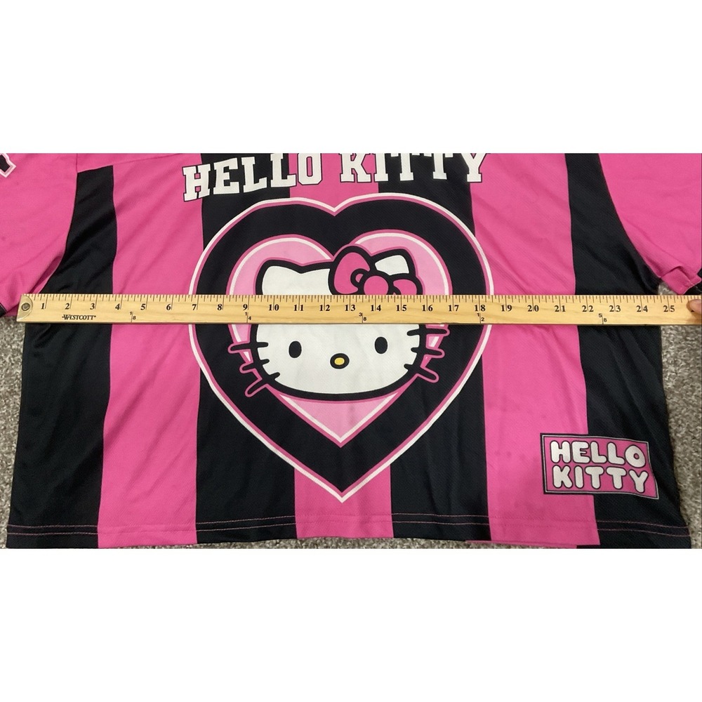 Sanrio Hello Kitty Women's Cropped Graphic Football Skimmer Jersey Size L Pink - Picture 7 of 9